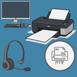 Headsets, keyboards, docking stations, printers & shredders